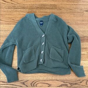 GAP Olive Green V-Neck Button Front Cardigan